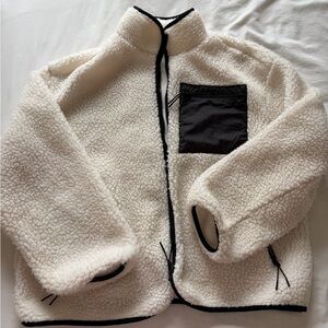 H&M Cream and Black Fleece Jacket